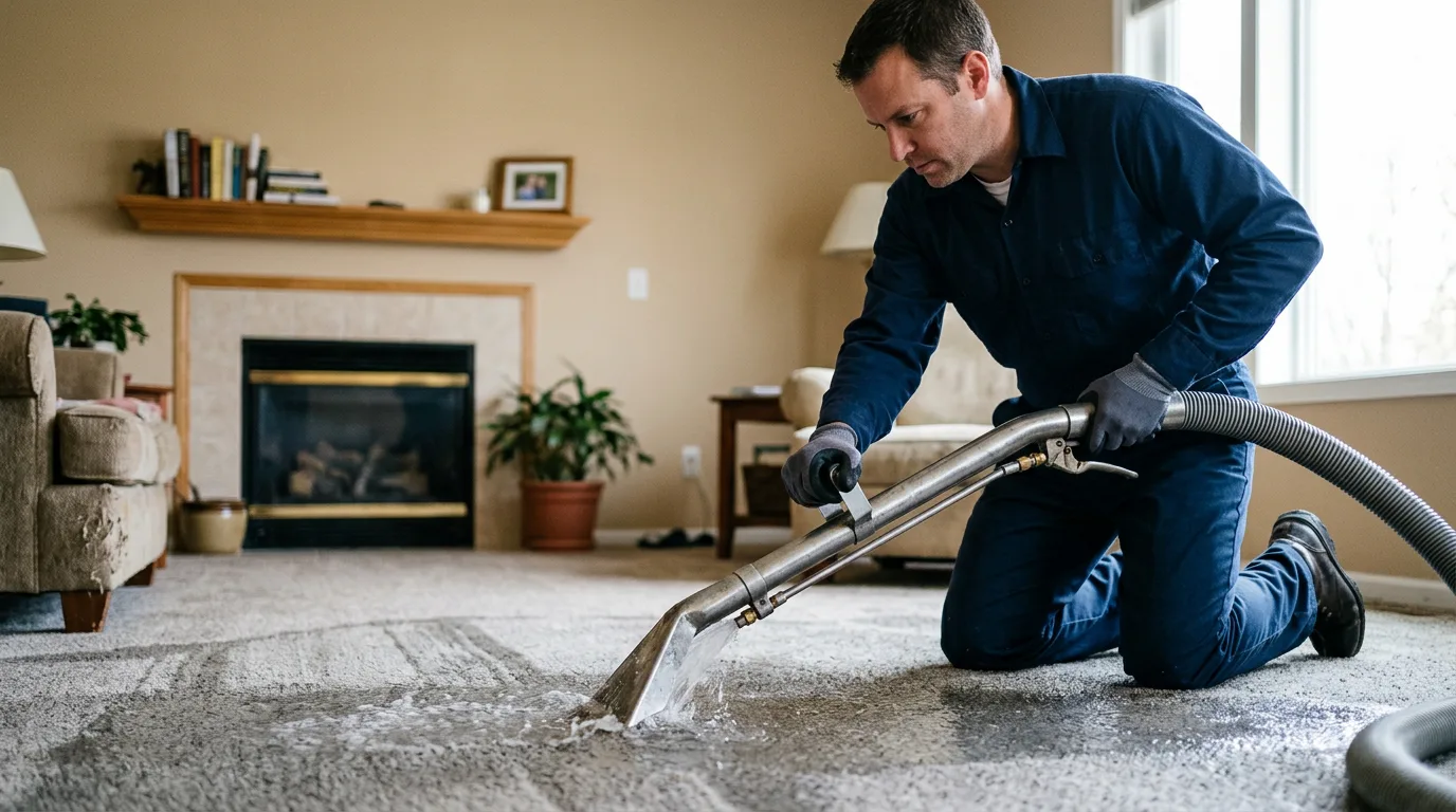 Water damage restoration technician working near Belvidere, SD